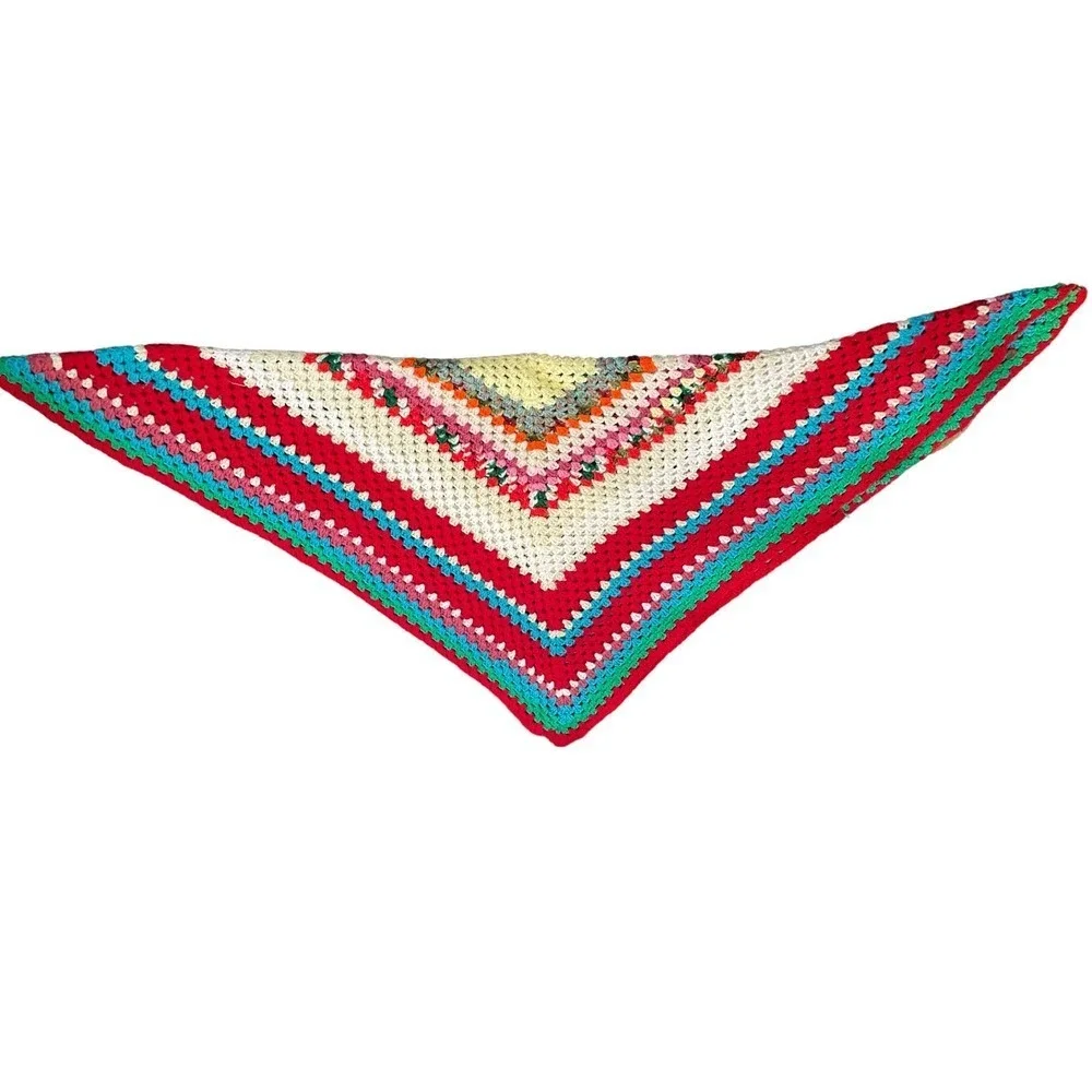 VINTAGE Handmade Afghan Blanket Throw Crochet Multi Color